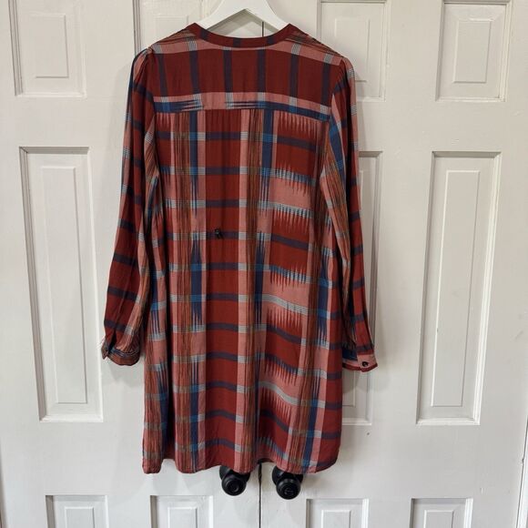 Anthropologie 11.1.Tylho Sao Paulo Plaid Pintuck Tunic Shirt Dress Medium FLAWED - Picture 3 of 12